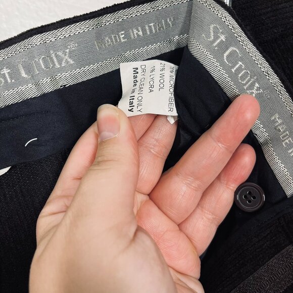 St. Croix Men's Brown Pleat Front Folded Cuff Business Corduroy Slack Pant 36 - Picture 5 of 10